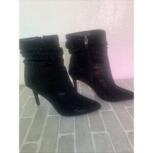 Nine West Dazzle  Ankle Boots Womens 5 1/2M Black Heel 3”